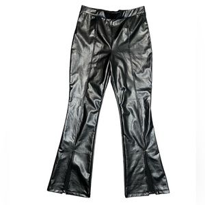Fleece Lined Flare Black Leather Pants Wild Fable